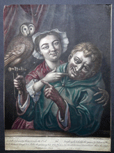 Load image into Gallery viewer, The Owl Face mezzotint droll satirical print John Bowles
