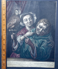 Load image into Gallery viewer, The Owl Face mezzotint droll satirical print John Bowles