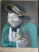 Load image into Gallery viewer, Twenty Thousand I've got - How Lucky's My Lot 18C Droll mezzotint  original frame