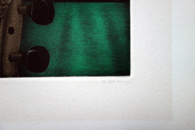 Load image into Gallery viewer, Rose, glass and music mezzotint print by Tomoe Yokoi