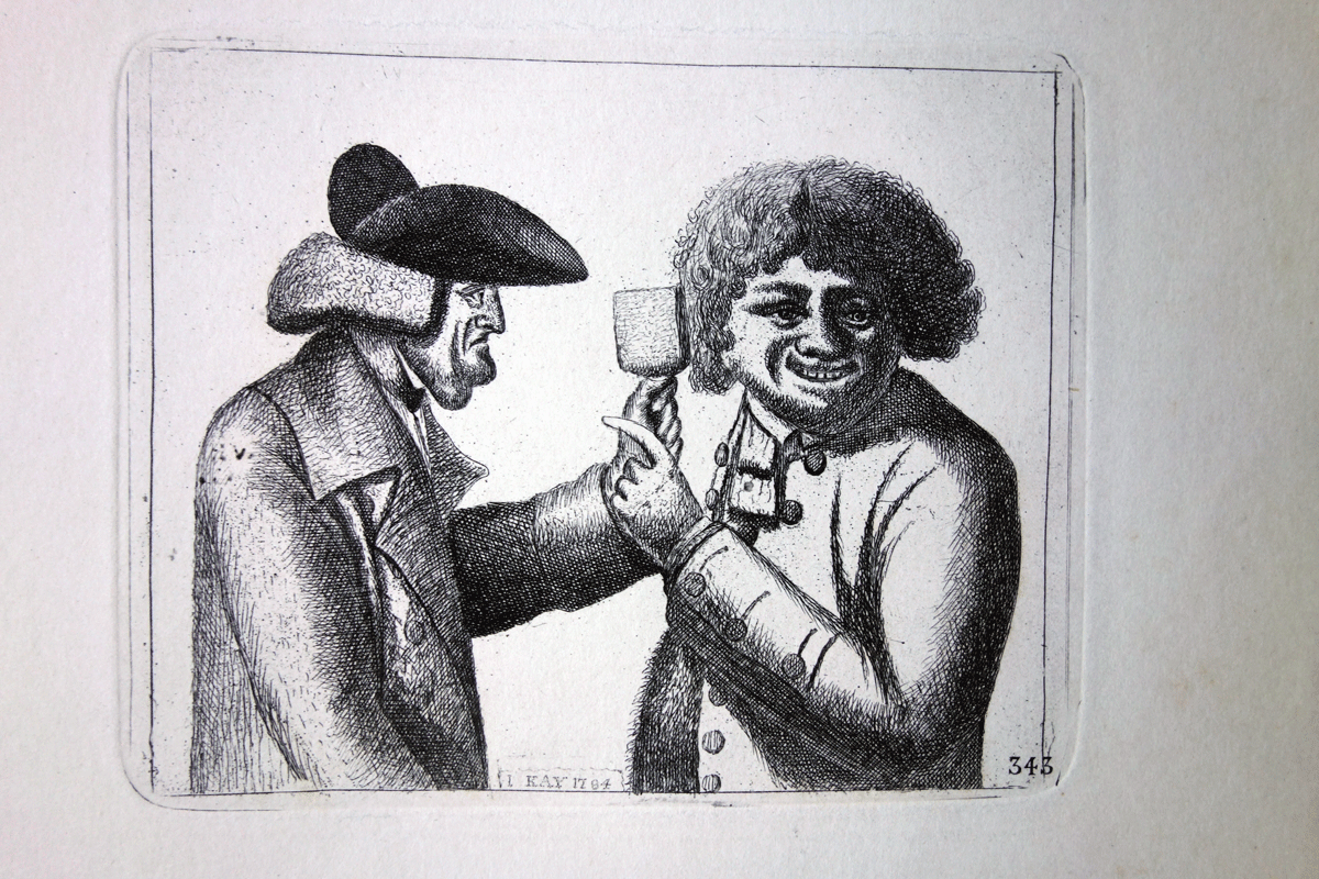 George Pratt and a Fool etching by John Kay 18c