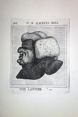 Lawyer and Client, Reverse Heads etching by John Kay 18c