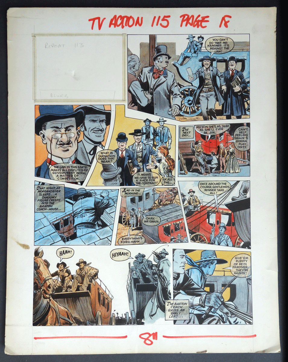 Storyboard for Alias Smith and Jones Colin Andrew  TV Action comic #115