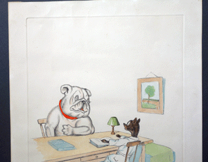 Boris  O‘Klein dogs etching     ‘Doctor, I have an inferiority complex’  ‘Docteur, je souffre d’un compl