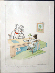 Boris  O‘Klein dogs etching     ‘Doctor, I have an inferiority complex’  ‘Docteur, je souffre d’un compl