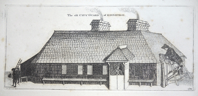 The City Guard-House. Corporal John Dhu John Kay etching