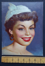 Load image into Gallery viewer, Simon Vanderlaan  Pin up girl with winged hat oil on board