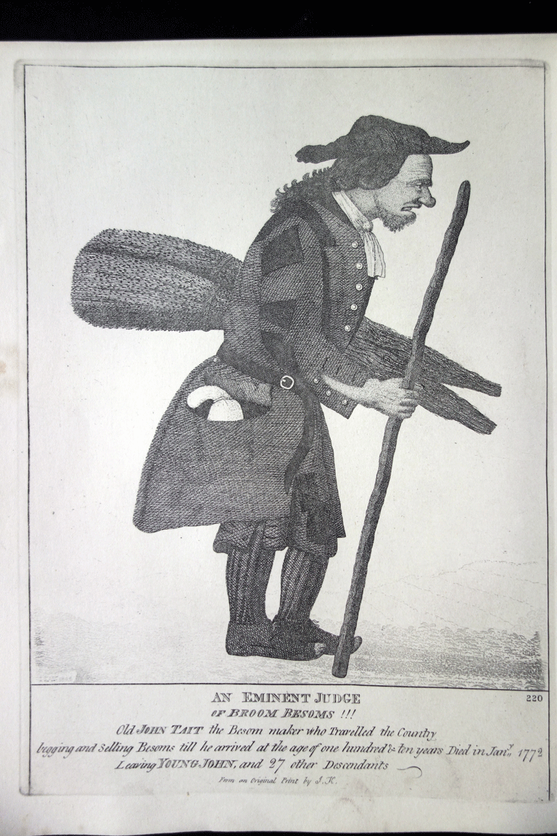 Old John Tait, The Broom-Maker  John Kay etching 18c