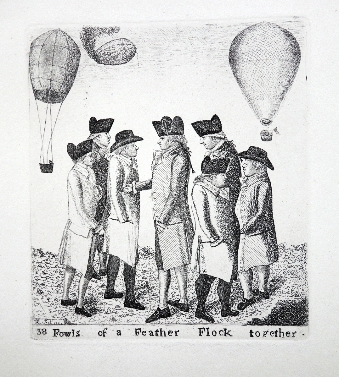 A Group of Aeronauts John Kay 18C etching