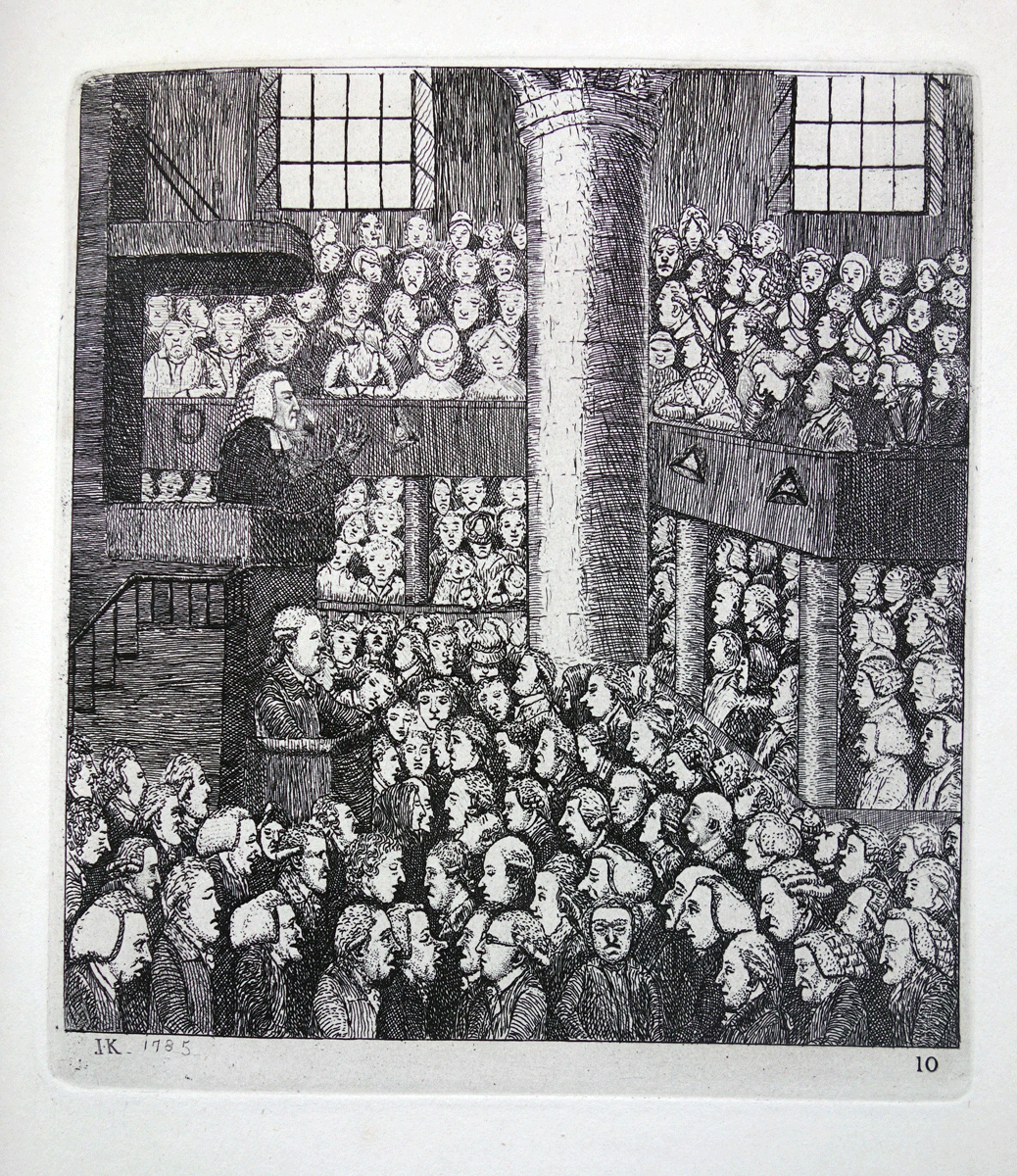 A Sleepy Congregation John Kay etching 18c