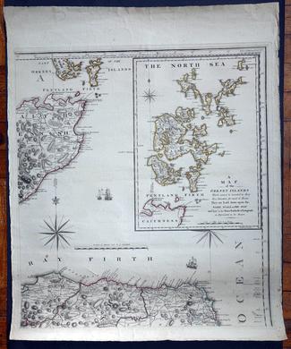 Ainslie map Orkney Scotland 18C from a series of angles and astronomical observations...