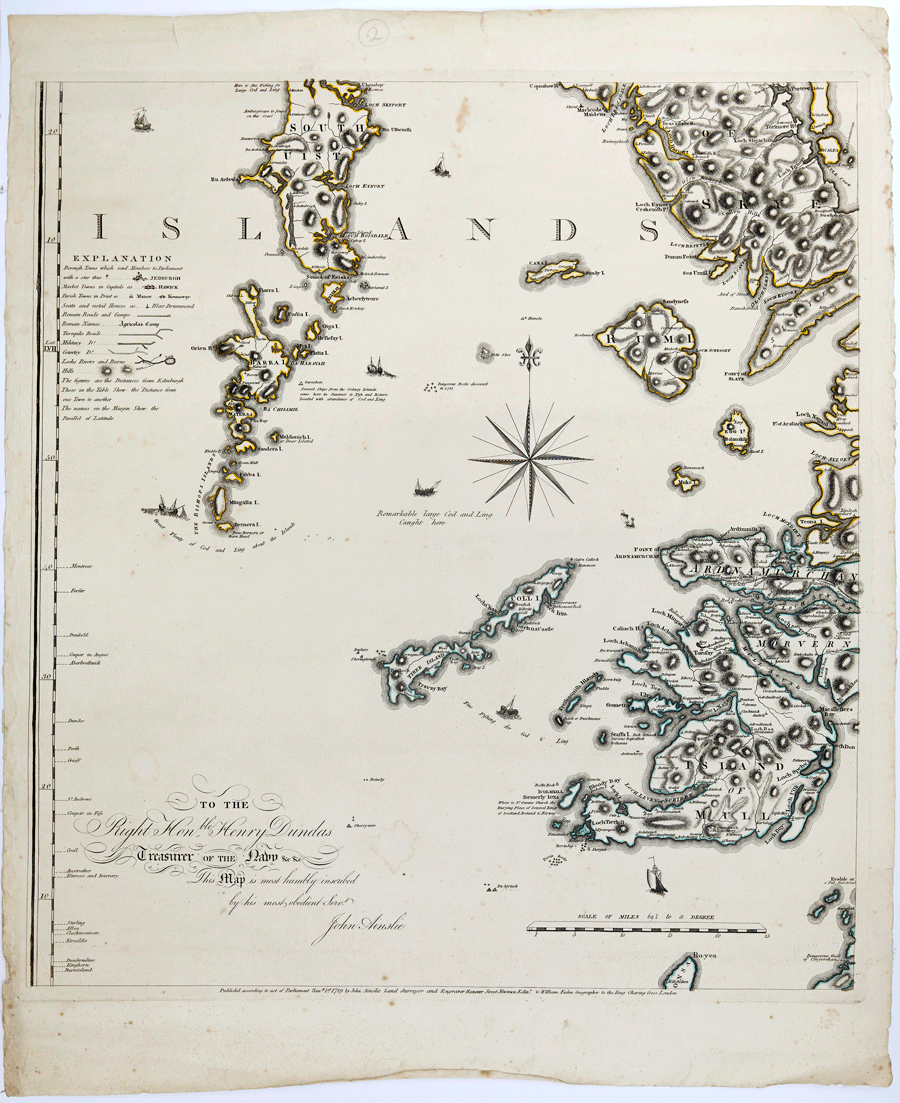 Ainslie map Scottish Islands Scotland 18C drawn from a series of angles and astronomical observations...