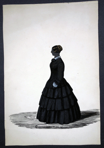 19c silhouette of family of  Robert Bowman, surgeon of Ripon watercolour on paper