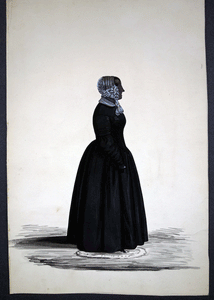 19c silhouette of family of  Robert Bowman, surgeon of Ripon watercolour on paper