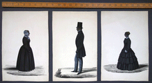 Load image into Gallery viewer, 19c silhouette of family of  Robert Bowman, surgeon of Ripon watercolour on paper