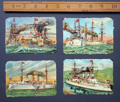 4 British naval boats , destroyers,  Victorian scraps