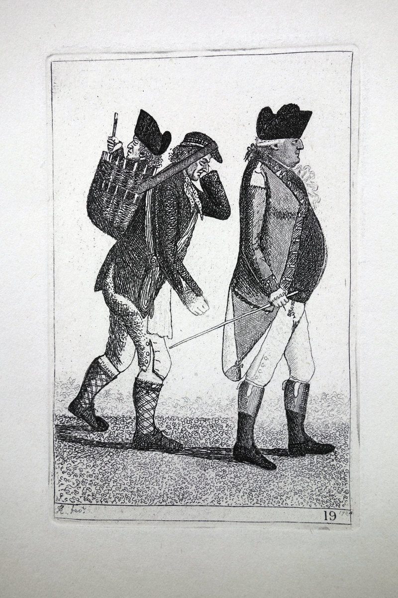 Captain Mingay, with a Porter Carrying George Cranstoun in his Creel John Kay etching