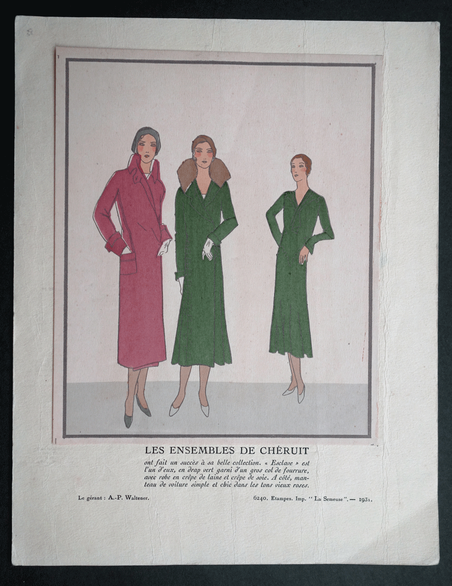 Les Ensembles de Cheruit fashion plate La Mode Pratique 1931