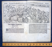 Load image into Gallery viewer, Jerusalem ‘Die Heylige Statt Jerusalem ‘ map Munster Cosmographia Universalis
