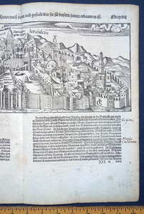Jerusalem ‘Die Heylige Statt Jerusalem ‘ map Munster Cosmographia Universalis