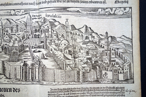 Jerusalem ‘Die Heylige Statt Jerusalem ‘ map Munster Cosmographia Universalis