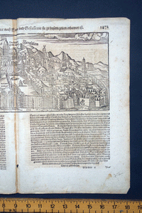Jerusalem ‘Die Heylige Statt Jerusalem ‘ map with temple woodcut Munster
