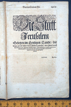 Load image into Gallery viewer, Jerusalem ‘Die Heylige Statt Jerusalem ‘ map with temple woodcut Munster