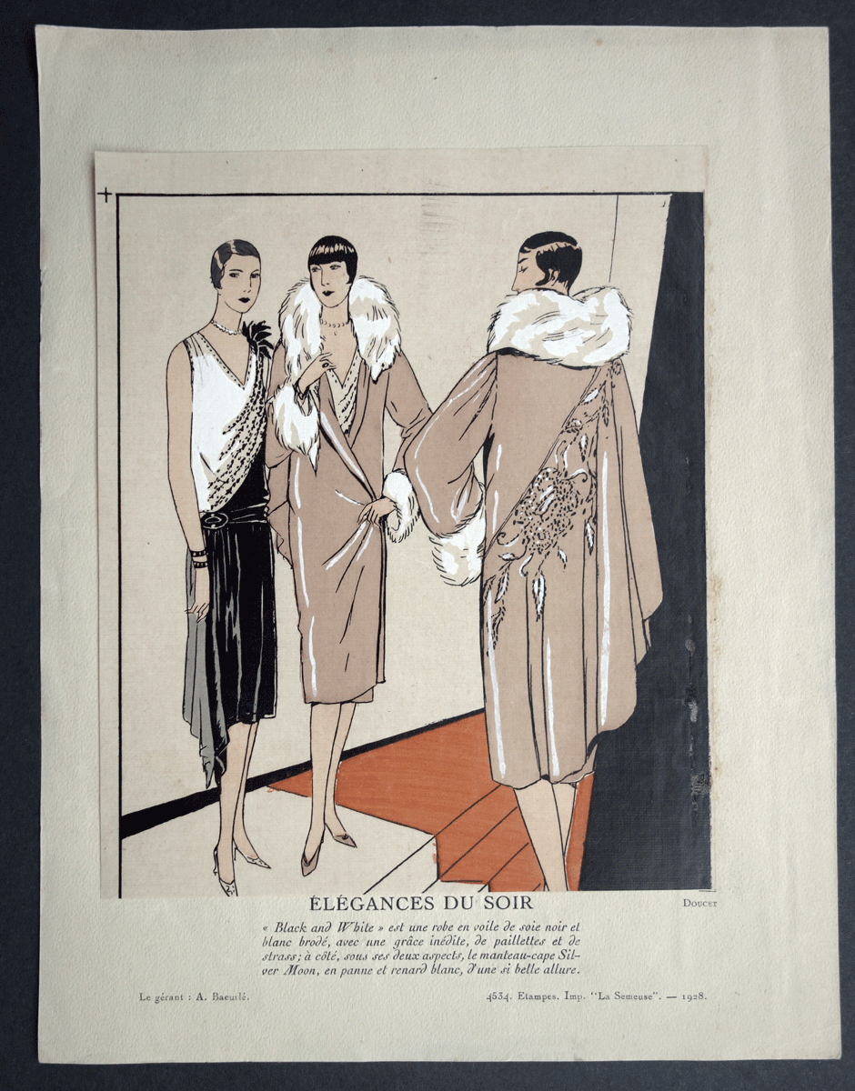 Elegances du Soir Doucet fashion plate La Mode Pratique 1928