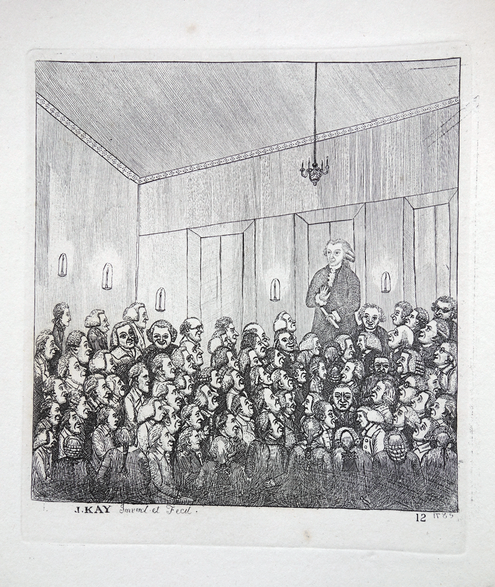 Dr. James Graham Lecturing in Edinburgh  John Kay etching