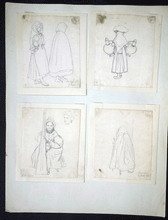 Load image into Gallery viewer, G R Lewis Louvain Brussels Antwerp 5 drawings of figures 1835