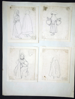 G R Lewis Louvain Brussels Antwerp 5 drawings of figures 1835