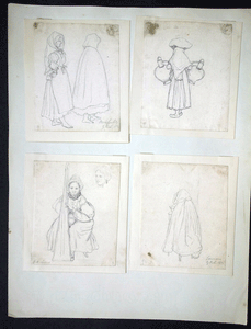 G R Lewis Louvain Brussels Antwerp 5 drawings of figures 1835