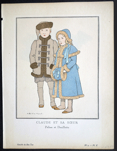 Gazette du Bon Ton fashion plate  Claude et sa Soeur Pelisse et Douillette