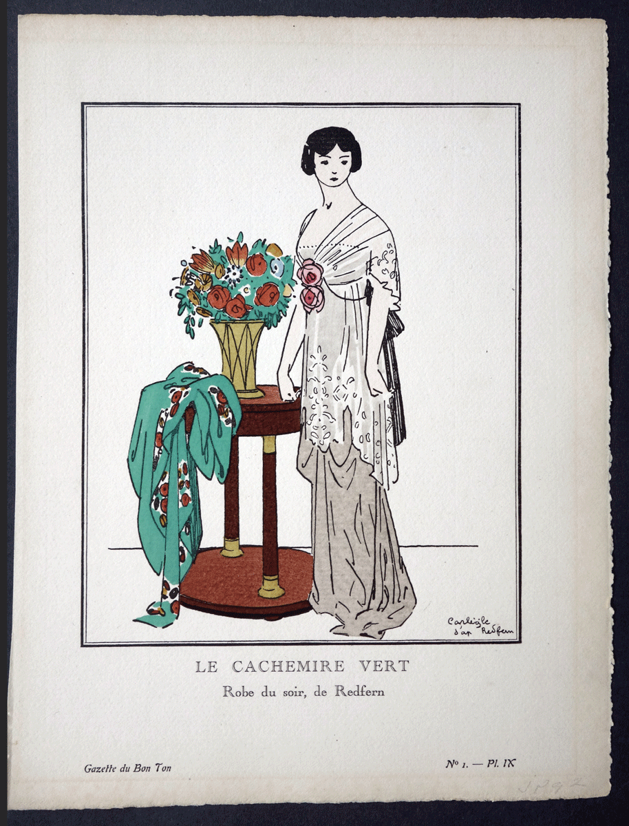 Gazette du Bon Ton fashion plate Redfern Le Cachemire Vert