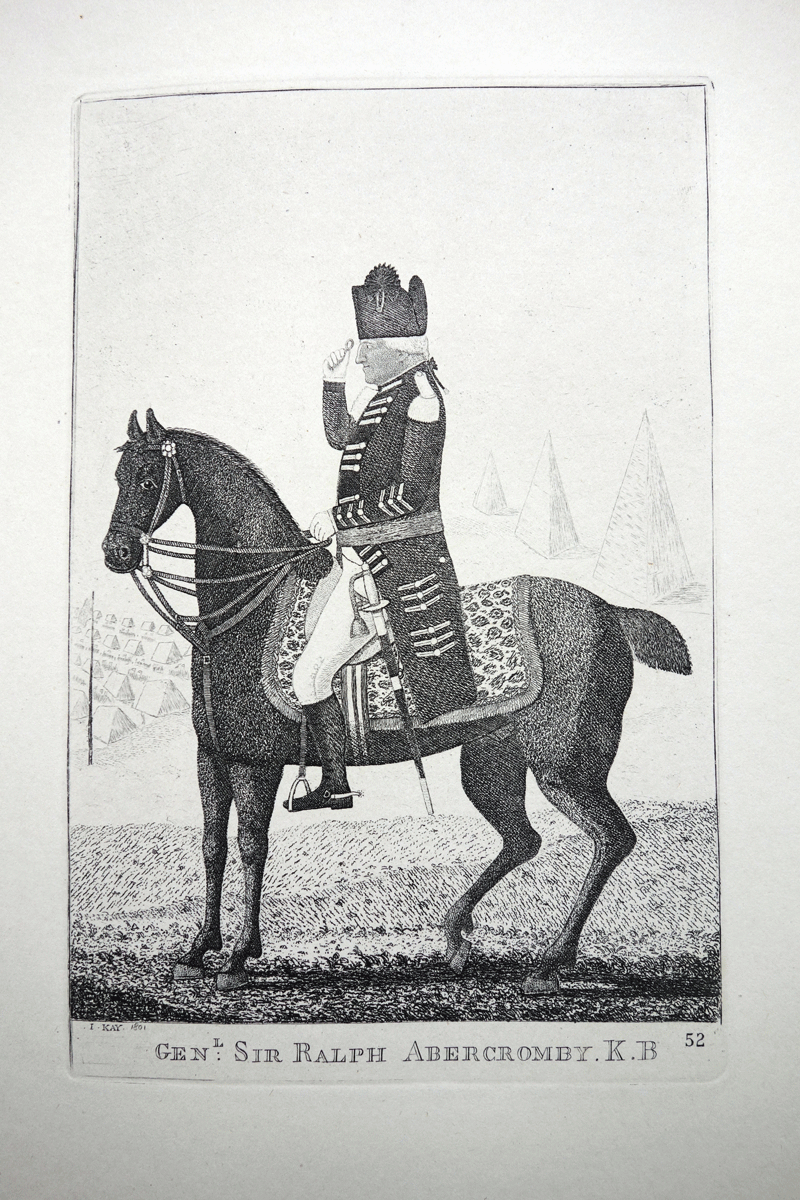 General Sir Ralph Abercromby  K.B. Viewing the Army, Encamped on the Plains of Egypt   John Kay etching 18c