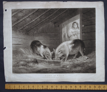 Load image into Gallery viewer, Girl and Pigs mezzotint after Morland by William Ward