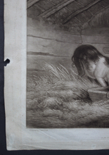 Load image into Gallery viewer, Girl and Pigs mezzotint after Morland by William Ward