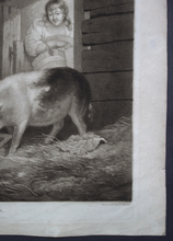 Load image into Gallery viewer, Girl and Pigs mezzotint after Morland by William Ward