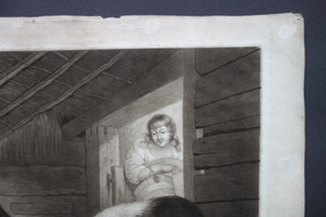 Girl and Pigs mezzotint after Morland by William Ward