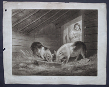 Load image into Gallery viewer, Girl and Pigs mezzotint after Morland by William Ward