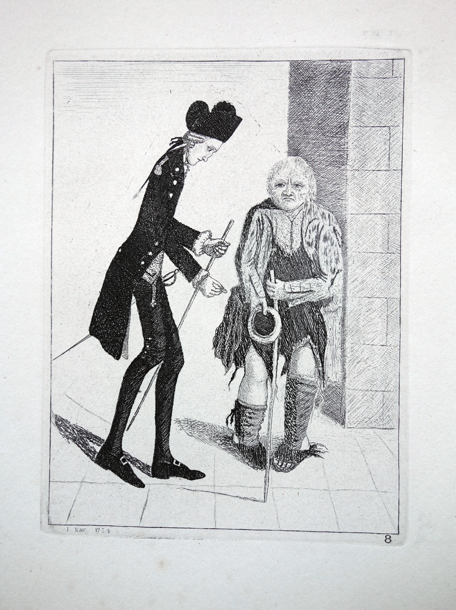 Hugo Arnot, Esq., Advocate, and Gingerbread Jock John Kay etching