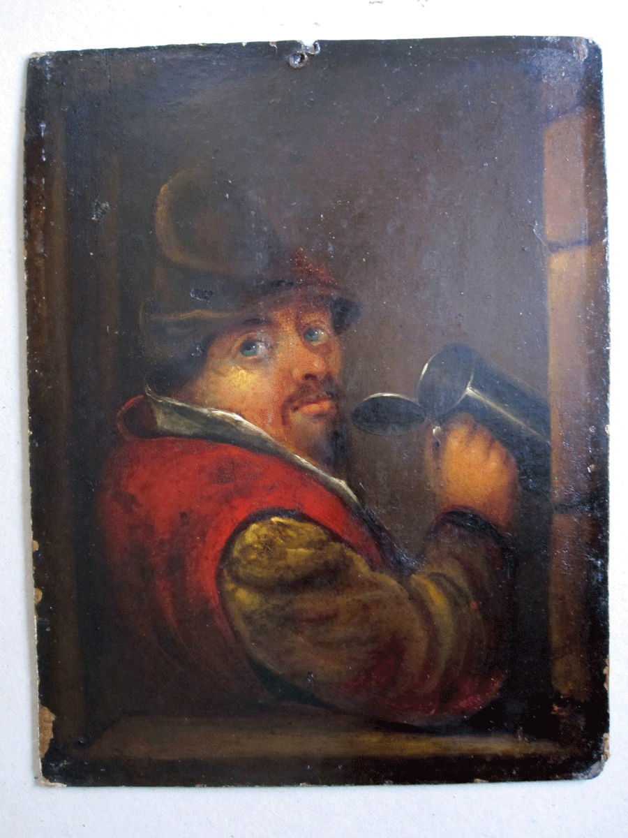 Tavern  Drinker primitive oil painting van Ostade subject