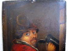 Load image into Gallery viewer, Tavern  Drinker primitive oil painting van Ostade subject