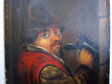 Load image into Gallery viewer, Tavern  Drinker primitive oil painting van Ostade subject