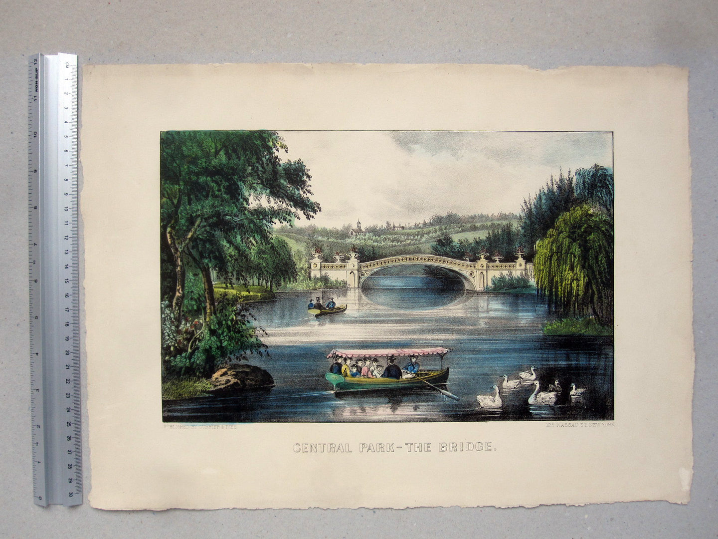 Central Park The Bridge Currier and Ives lithograph