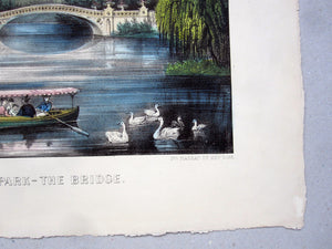 Central Park The Bridge Currier and Ives lithograph