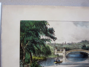 Central Park The Bridge Currier and Ives lithograph