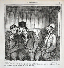 Load image into Gallery viewer, Daumier lithograph They seem to be planning a conspiracy ...‘En Chemin de Fer’