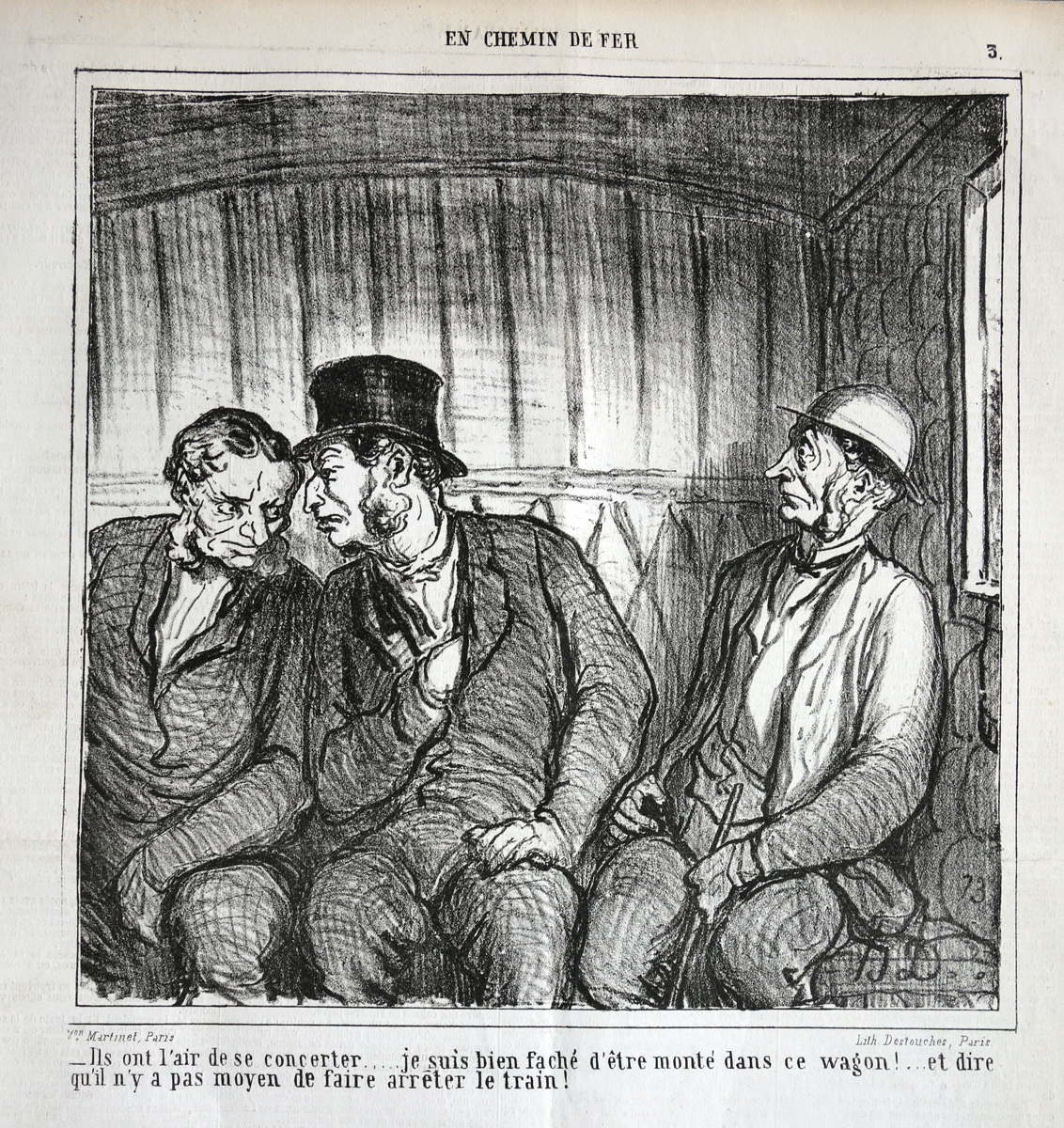 Daumier lithograph They seem to be planning a conspiracy ...‘En Chemin de Fer’
