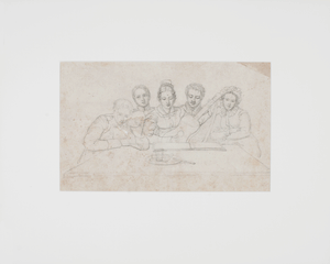 French Music Party Ingres School drawing